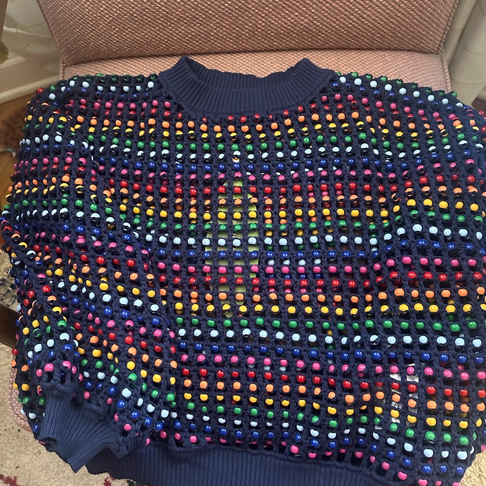 Colorful Beaded Women's Sweater, size lg NWT and it is weighted bc of beads